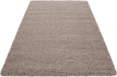 Homebyhome Shaggy Teppich Wohnzimmer Beige Flauschiger 80 x 150 cm Läufer Flur Einfarbig - Hochflor