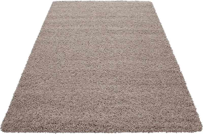 Homebyhome Shaggy Teppich Wohnzimmer Beige Flauschiger 80 x 150 cm Läufer Flur Einfarbig - Hochflor