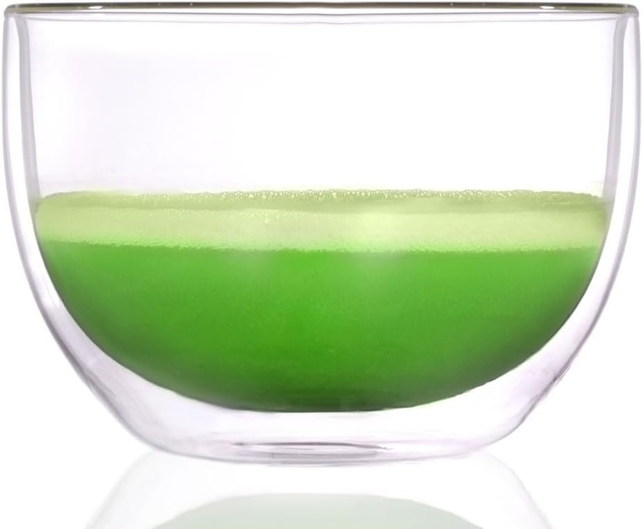 Matcha-Set 4-teilig, bestehend aus 2 Matchaschalen aus doppelwandigem Glas, Matchalöffel und Matchab