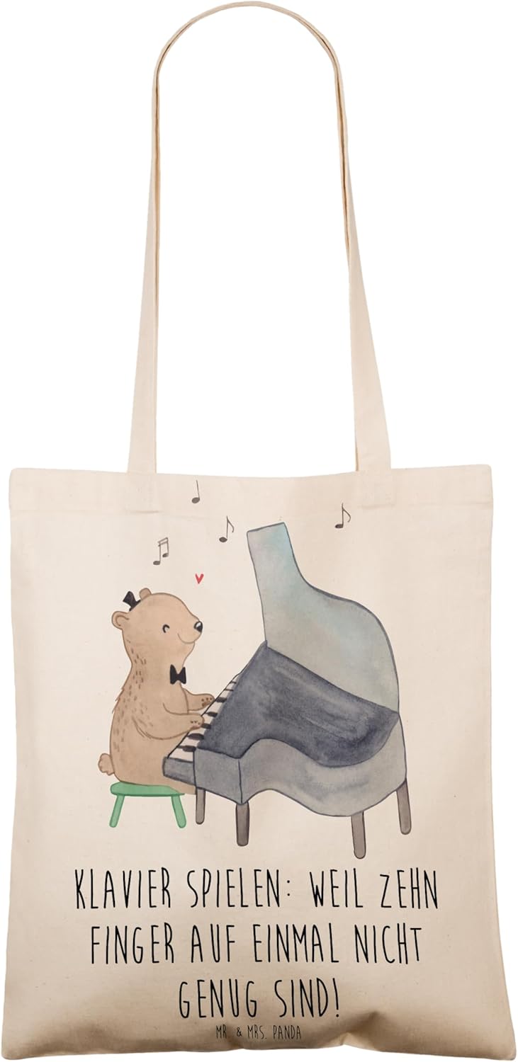 Mr. & Mrs. Panda stoff shopper Klavier Magie - Geschenk, Jutebeutel, Konzert, Instrument, Stoffbeute