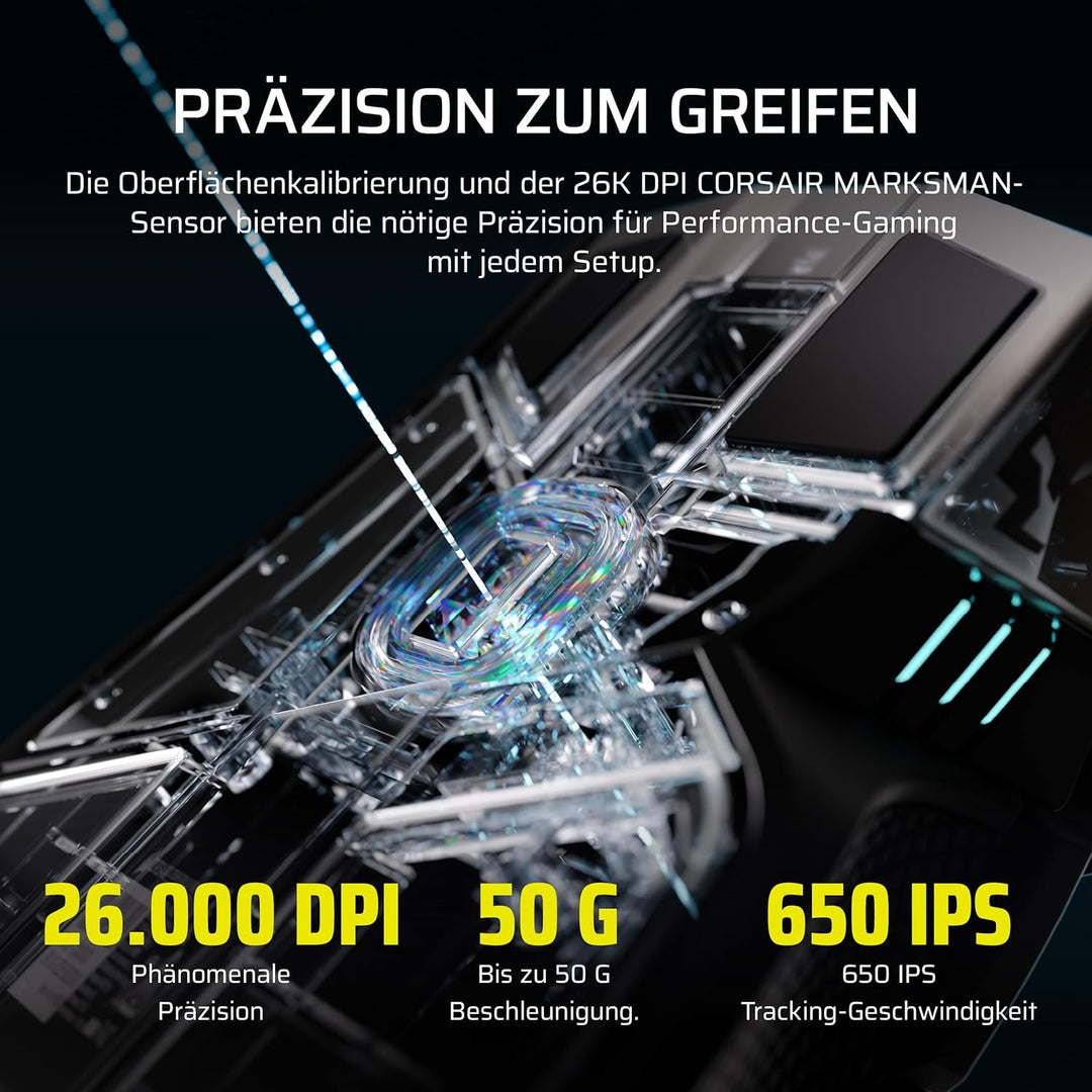 Corsair IRONCLAW Wireless SE Gaming-Maus – 26,000 DPI, Ergonomisches Design für Grössere Hände, 10 P