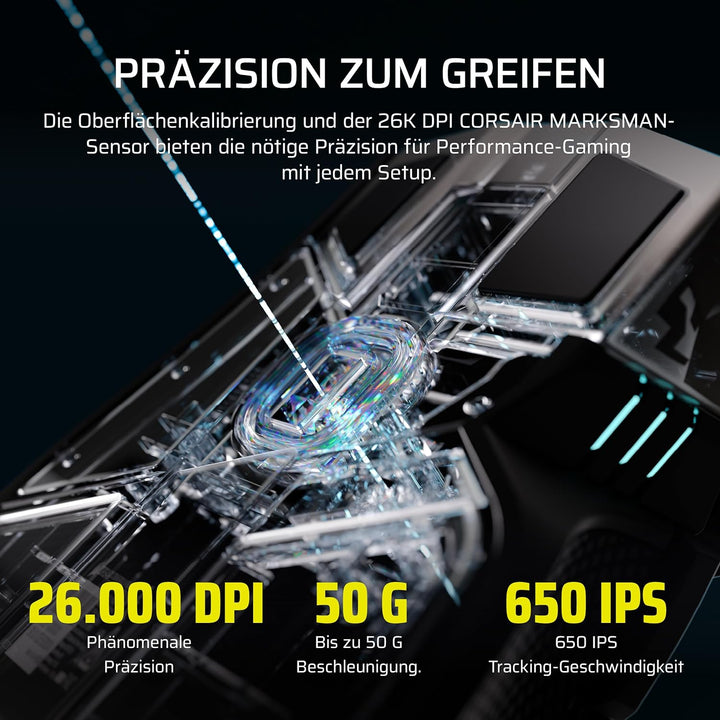 Corsair IRONCLAW Wireless SE Gaming-Maus – 26,000 DPI, Ergonomisches Design für Grössere Hände, 10 P