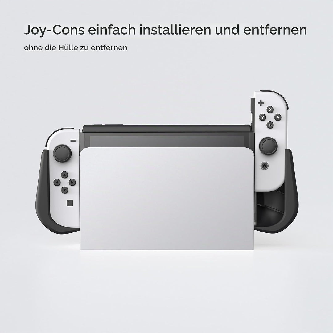 KIWIHOME Switch OLED Hülle mit Spiele Aufbewahrung im Flip Design, Dockbare Schutzhülle für Nintendo