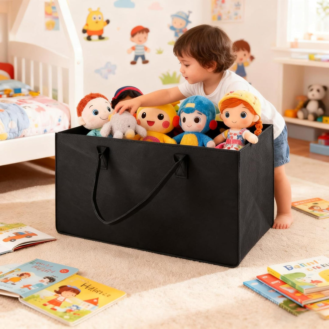 2 Stk. Filztasche XXL, 61 × 32 × 32 cm, 60L Filz Shopper Gross mit Henkel, Tasche aus Filz Faltbare,