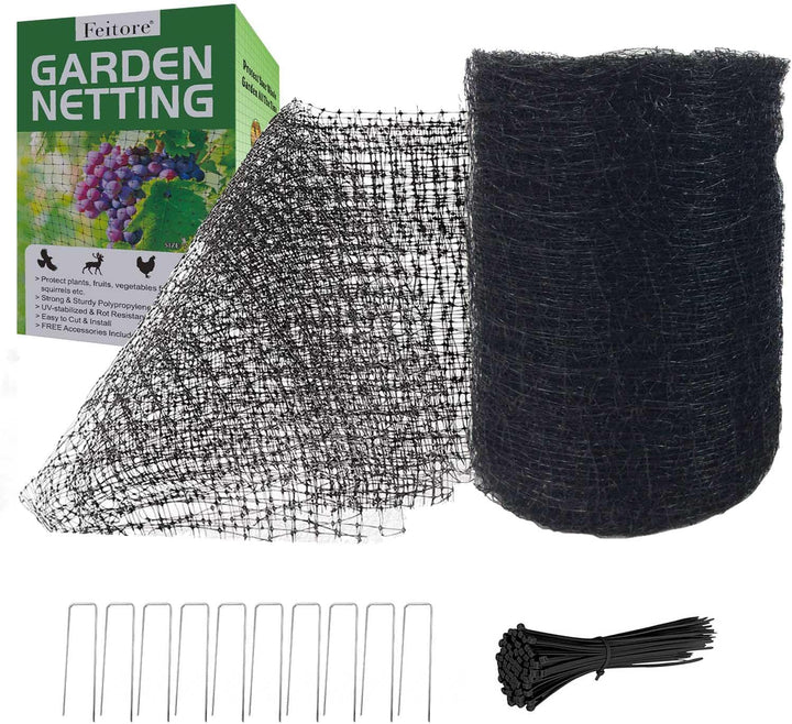 Feitore Pflanzenschutznetz, ca. 2 m x 30 m, Schutz vor Vögeln, Rehen und Anderen Tieren, wiederverwe