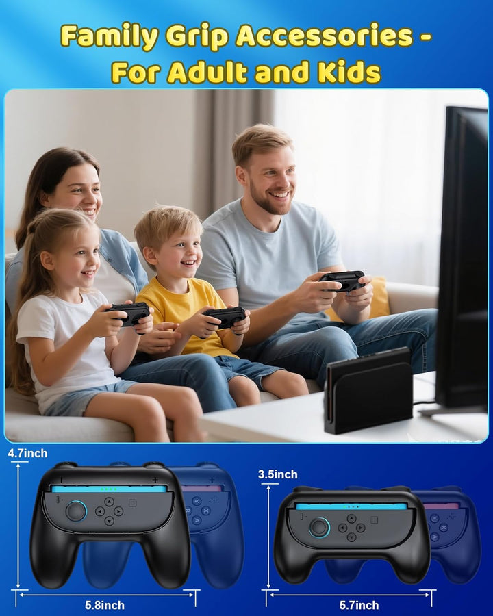 FYOUNG 2-Grössen Griffe Halterung für Nintendo Switch 2/1 & Switch OLED - Grosse und Kompakte Famili