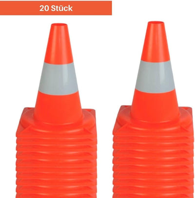 20 Stück Verkehrskegel Reflektierend orangefarbener - Warnkegel HDPE - 33 cm hoch