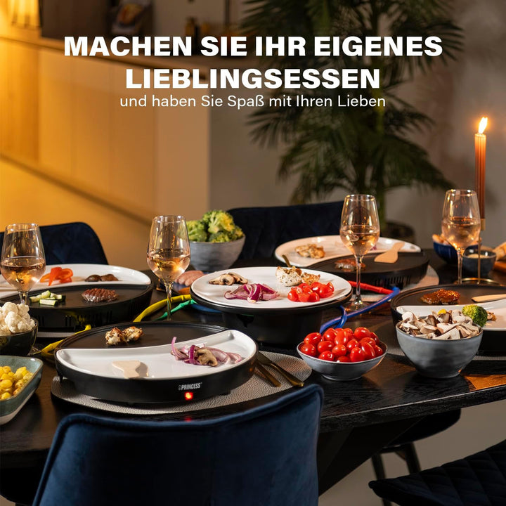 Princess Dinner4All Tischgrill für bis zu 4 Personen – abnehmbare Porzellanplatten; 103080 Für 4 Per