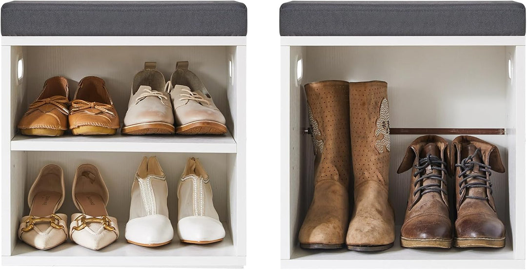 YMYNY Schuh Aufbewahrungsbank mit Sitzkissen, 2-Tier Schuh Rack mit gepolstertem Sitz, justierbarer