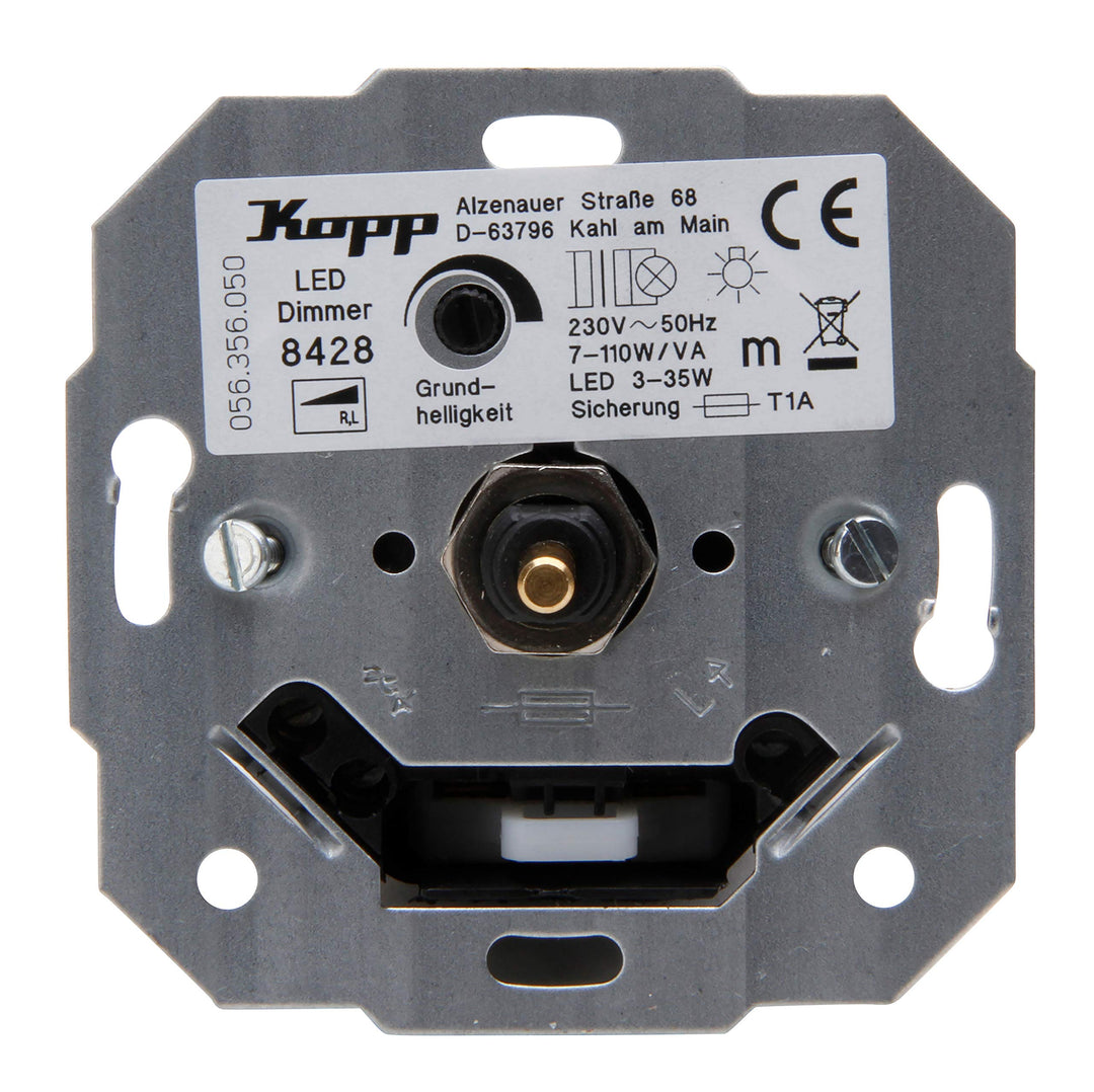 Kopp LED Dimmer Sockel mit Druck-Wechselschalter für dimmbare 230V LEDs von min.3 - max.35W. Auch fü