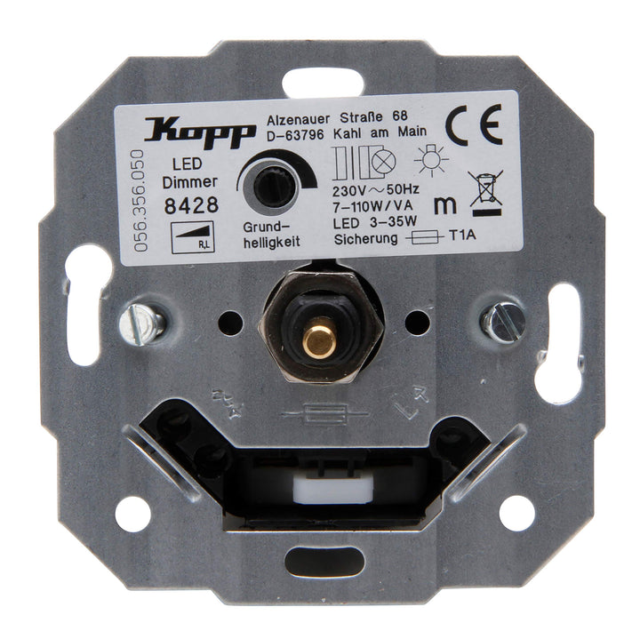 Kopp LED Dimmer Sockel mit Druck-Wechselschalter für dimmbare 230V LEDs von min.3 - max.35W. Auch fü