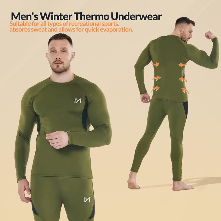 MeetHoo Thermounterwäsche Set Herren, Innenfleece Funktionsunterwäsche Winter Skiunterwäsche Warme U