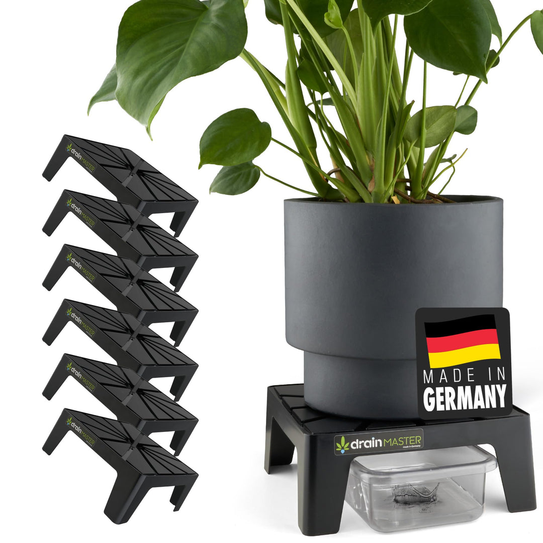 Blumentopf Untersetzer 24x24cm - 6er Set inkl. Ablaufwannen - Pflanzuntersetzer eckig Blumen Pflanze