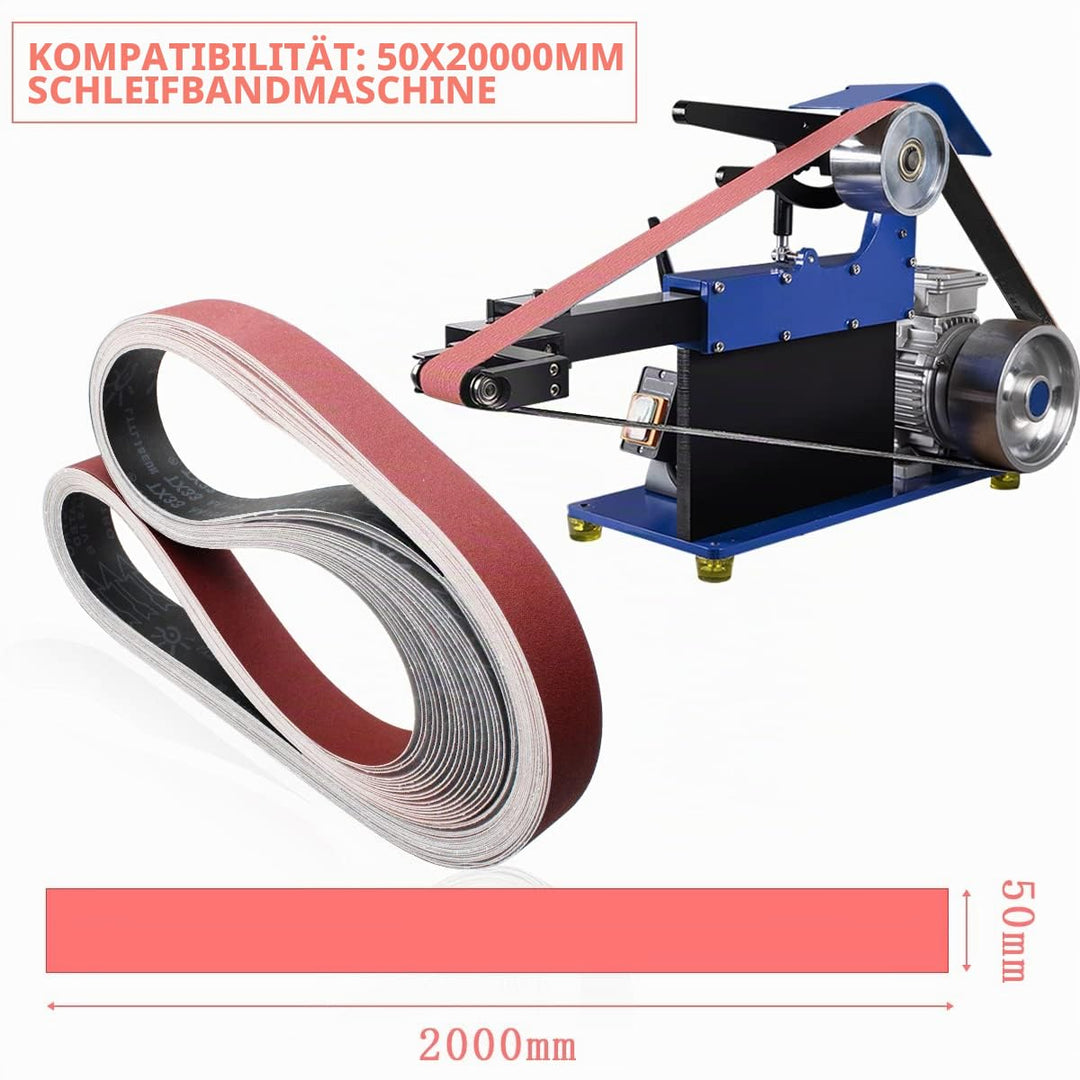 SenmaiTools Schleifbänder 50 X 2000 mm, (Körnung 40 80 120 150 240) Professionelle SchleifbänderSchl