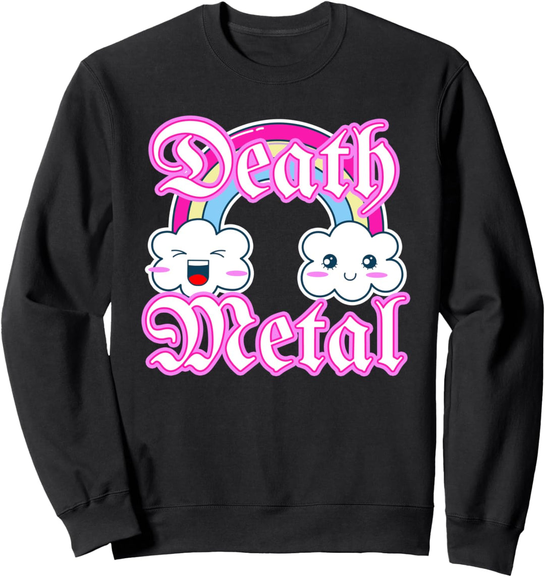 Death Metal Rock Music Fan, Cute Kawaii Rainbow Heavy Metal Sweatshirt