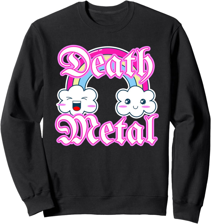 Death Metal Rock Music Fan, Cute Kawaii Rainbow Heavy Metal Sweatshirt
