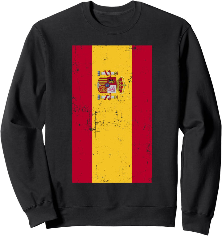 Kingdom of Spain Europe Madrid Distressed Flag Sweatshirt