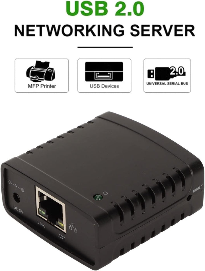 Zunate USB Druckserver, 10 Mbit/S 100 Mbit/S Standard RJ45 LAN Anschluss, USB Ethernet Erweiterungsa