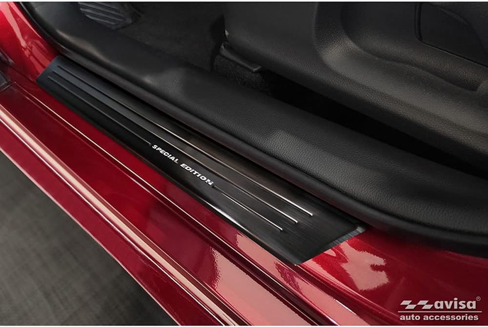 Avisa Black INOX Door sill Protectors Compatible with Toyota Yaris 2020- excl. GR - 'Special Edition