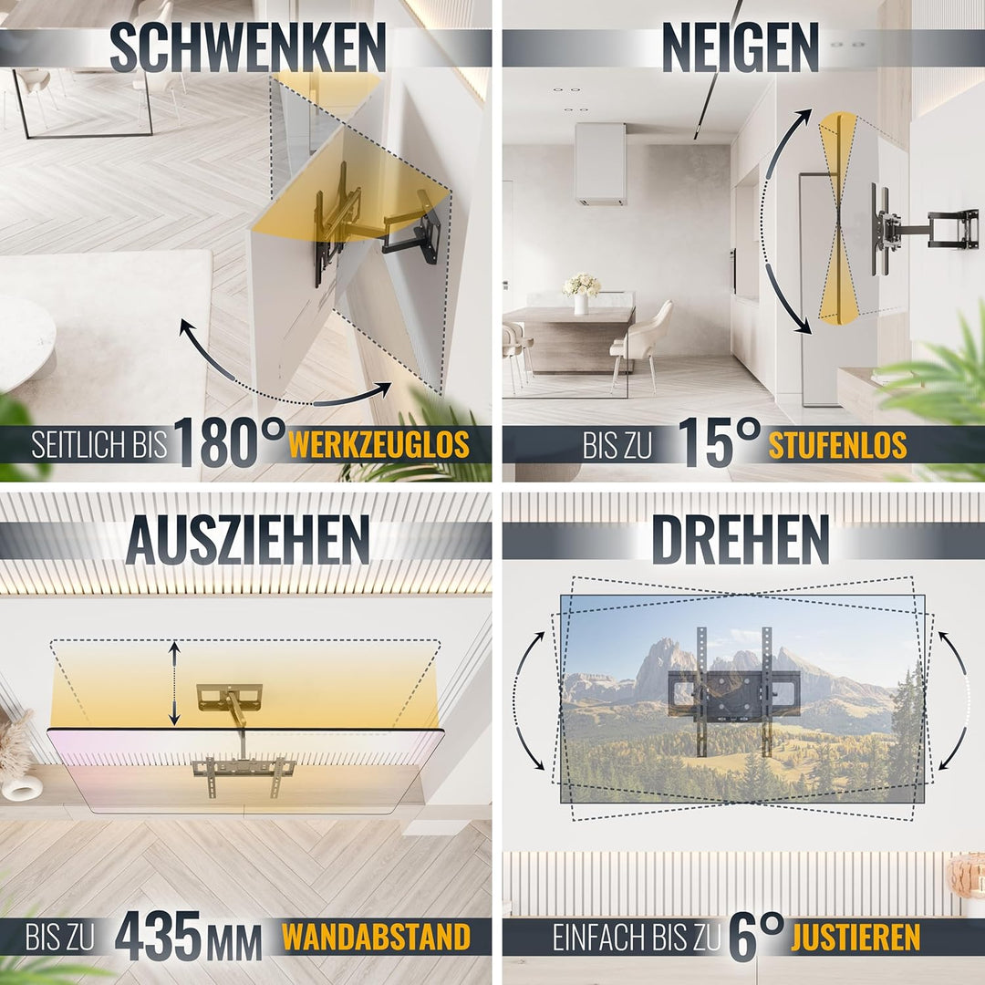 RICOO TV Wandhalterung Fernseher Schwenkbar Neigbar für 32-55 Zoll, Universal TV Halterung S6144, Fe