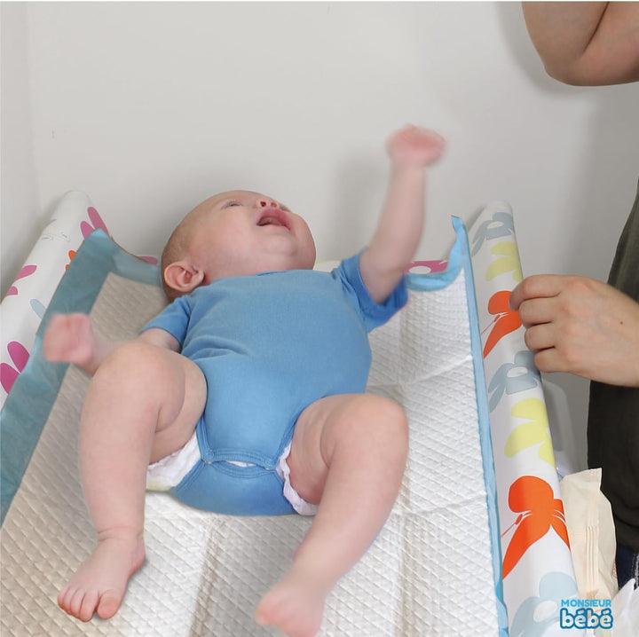 Monsieur Bébé - Set aus 50 wasserfesten Einweg-Babyunterlagen Blau Einzigartig, Blau Einzigartig