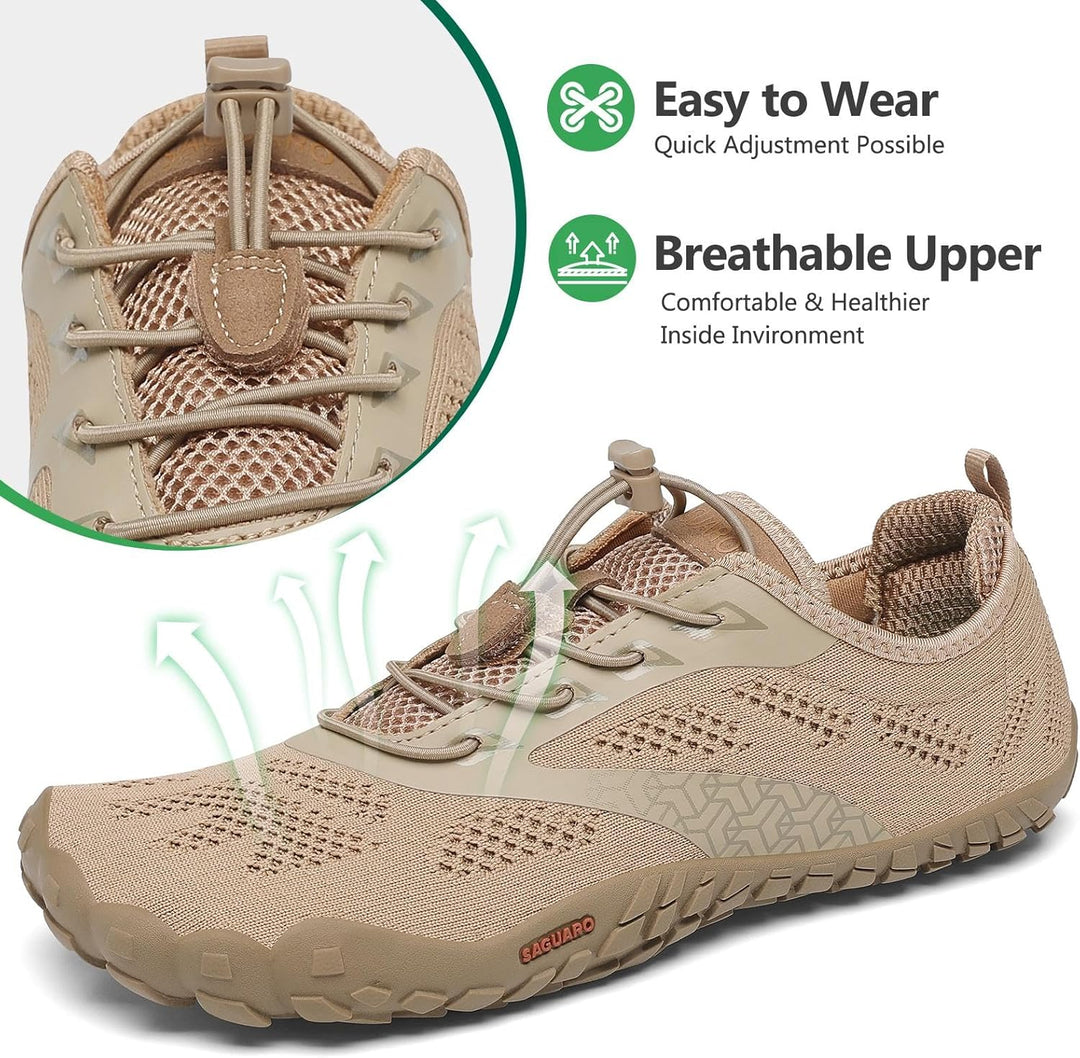 SAGUARO Unisex Barfussschuhe Outdoor Zehenschuhe Traillaufschuhe 36 EU Braun, 36 EU Braun