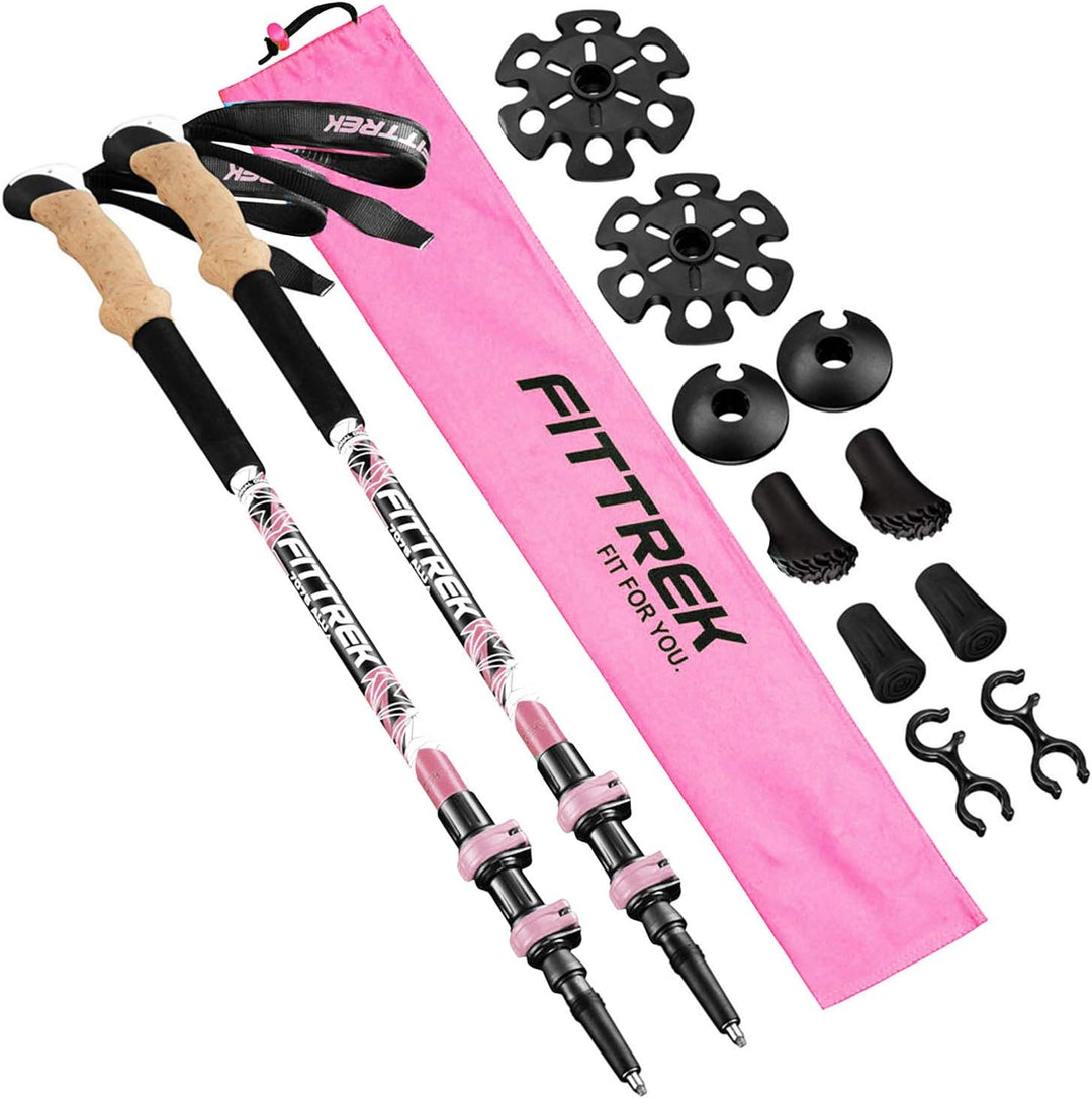 FitTrek Wanderstöcke - Trekkingstöcke Kork - Walking Stöcke Teleskop - Nordic Walking Stock Verstell