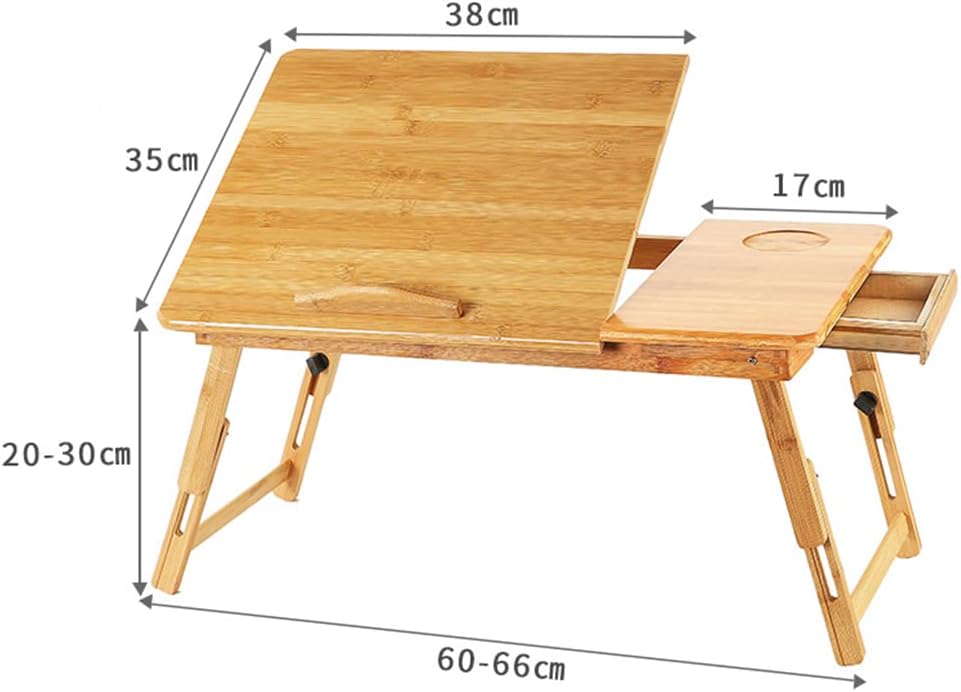 Laptoptisch aus Bambus, Laptopständer, Notebooktisch, Tisch fürs Bett, Frühstückstablett, höhenverst