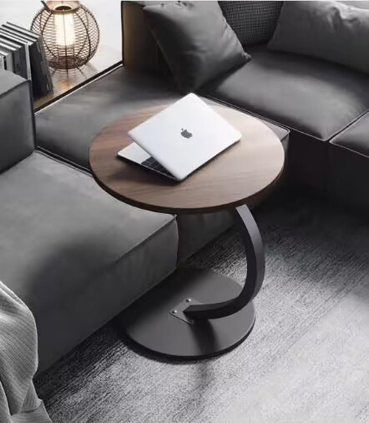 ZOYIZEN Beistelltisch Holz, Couchtisch Holz, Couchtisch Rund, Kleiner Beistelltisch C Form, Tischpla