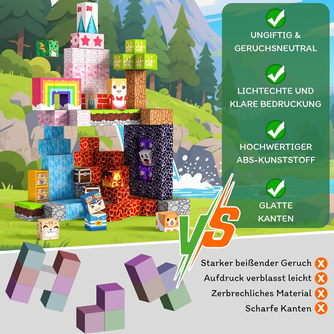 Magnetische Bausteine 150 PCS 2CM Magnetbausteine für Kinder ab 3 Jahre Magnetic Blocks, Montessori