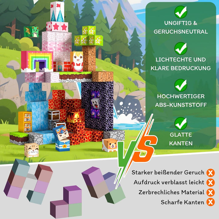 Magnetische Bausteine 150 PCS 2CM Magnetbausteine für Kinder ab 3 Jahre Magnetic Blocks, Montessori
