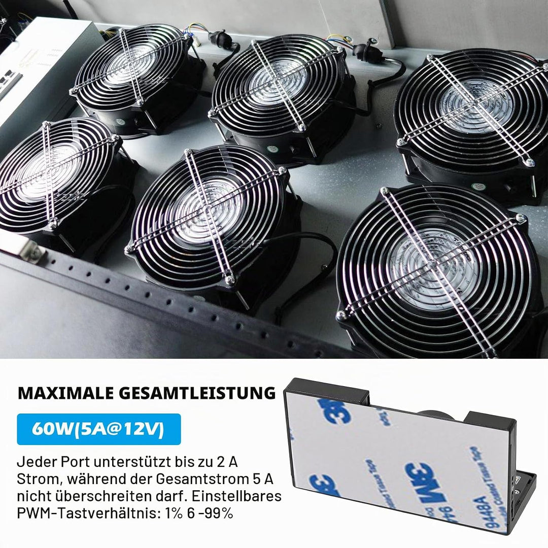2 Stück PWM Lüfterdrehzahlregler 12V: 4-polig, PC-Lüfteradapter-Hub mit Stromversorgung über SATA un