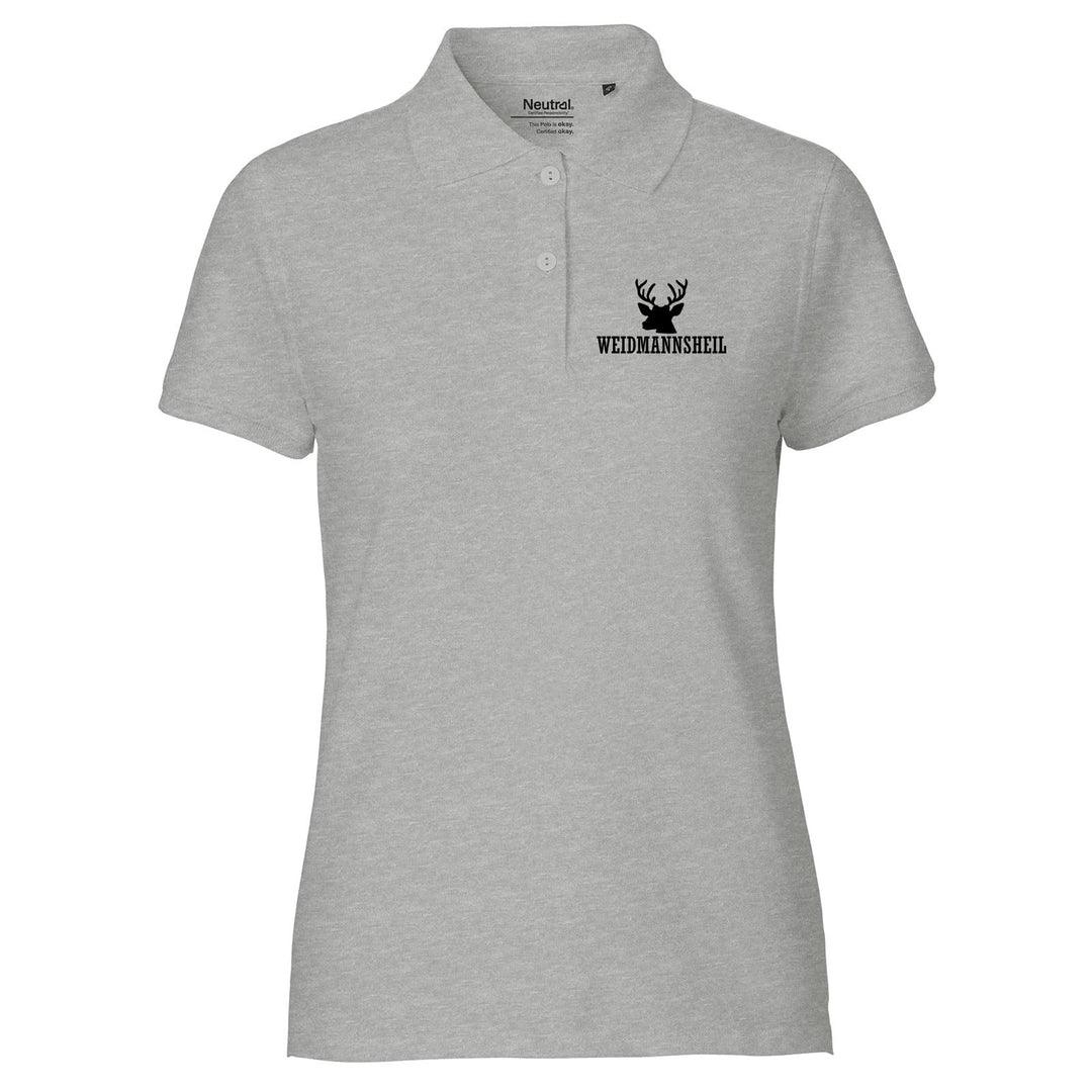 Huuraa Damen Polo Shirt Weidmannsheil Hirsch Jägergruss Geschenk Grösse XS-XXL Bio Baumwolle Fairtra