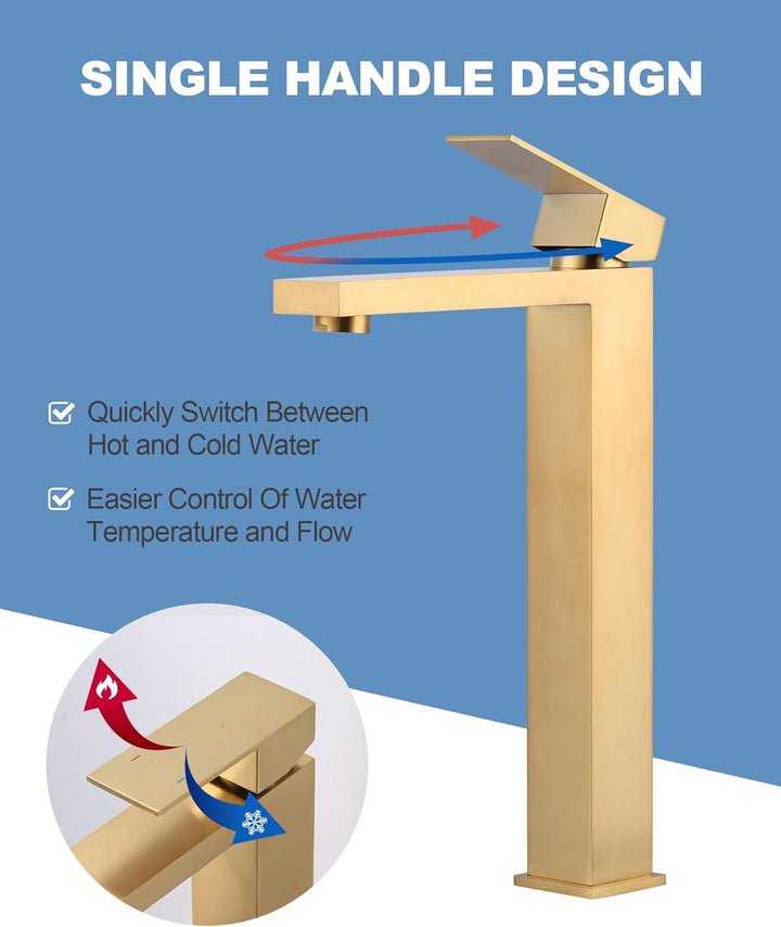 ARCORA Waschtischarmatur, Hochdruck Wasserhahn Bad aus 304 Edelstahl Armatur Waschbecken mit 50cm An