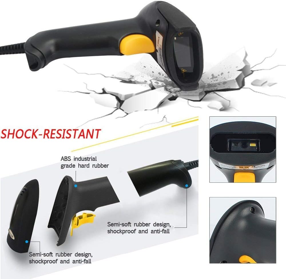 NYEAR Handheld verdrahteter USB-Barcode-Scanner, 1D und 2D Handheld Inventar Barcode-Leser mit autom