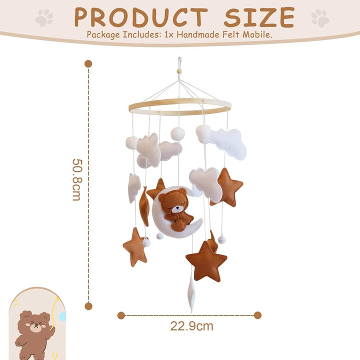 Baby Mobile Für Babybett Bär Wolke, Mobile Babybett Für Mädchen Und Jungen, Baby Mobiles Spielzeug,
