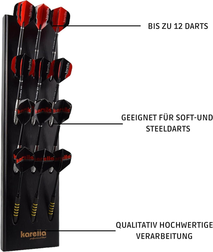 Karella Ultimo, Wandhalter für Dartpfeile, Dart Halter aus Holz für 12 Soft- oder Steeldarts, edler