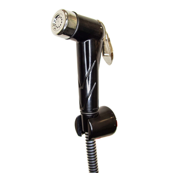 tecuro Bidet WC Handbrause Set SHATTAF, schwarz/chrom, 1-strahlig, 1,20 m Schlauch und Wandhalter -
