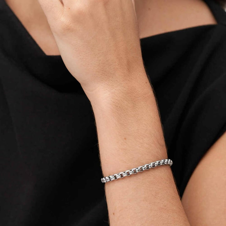 Fossil Herrenarmband, All Stacked Up Edelstahl-Kettenarmband Grau, Grau