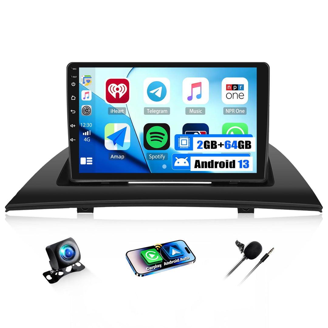 CAMECHO 2+64G 9 Zoll Navi Autoradio für BMW X3 E83 2004-2010 Android 13 mit Rückfahrkamera, GPS, WiF