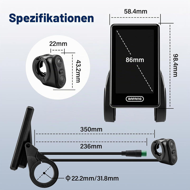 BAFANG Ebike Display CAN Version für M620, M600, M560, M510, M420 Mittelmotoren, E-Bike Display Fahr