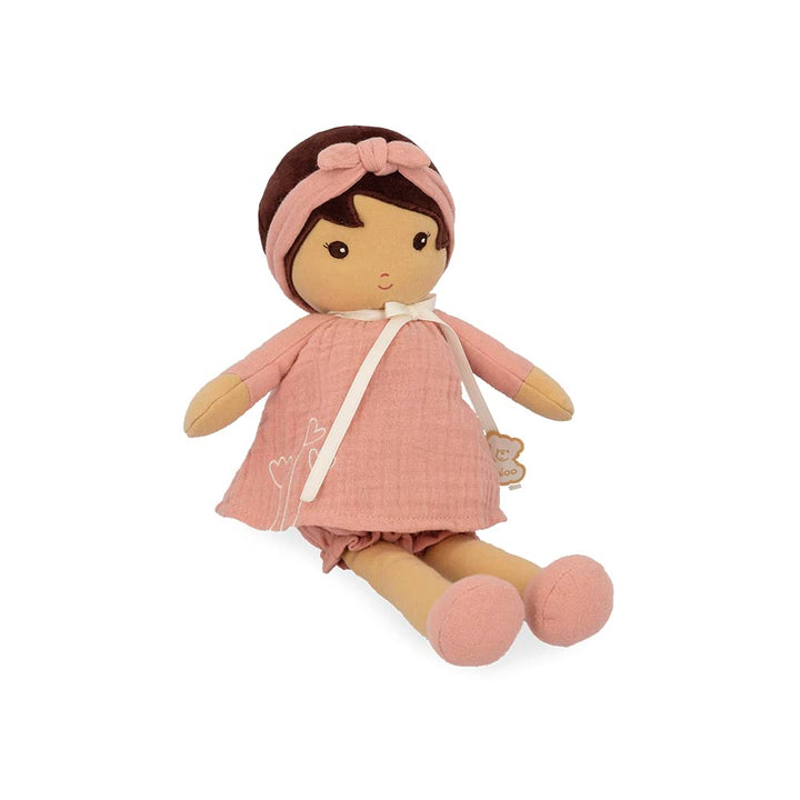 KALOO - Tendresse – My First Amandine Doll – Cloth Doll 32 cm – Pink Chiffon Dress – Matte Skin – Pr