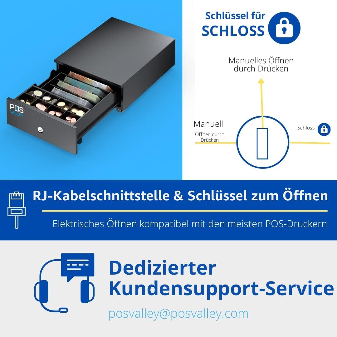 MINI-Kassenschublade, kleine Geldschublade mit POS-Öffnung, RJ-Drucker und Registrierkasse, Geldkass