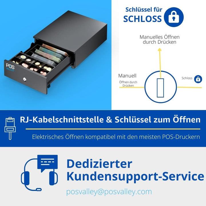 MINI-Kassenschublade, kleine Geldschublade mit POS-Öffnung, RJ-Drucker und Registrierkasse, Geldkass