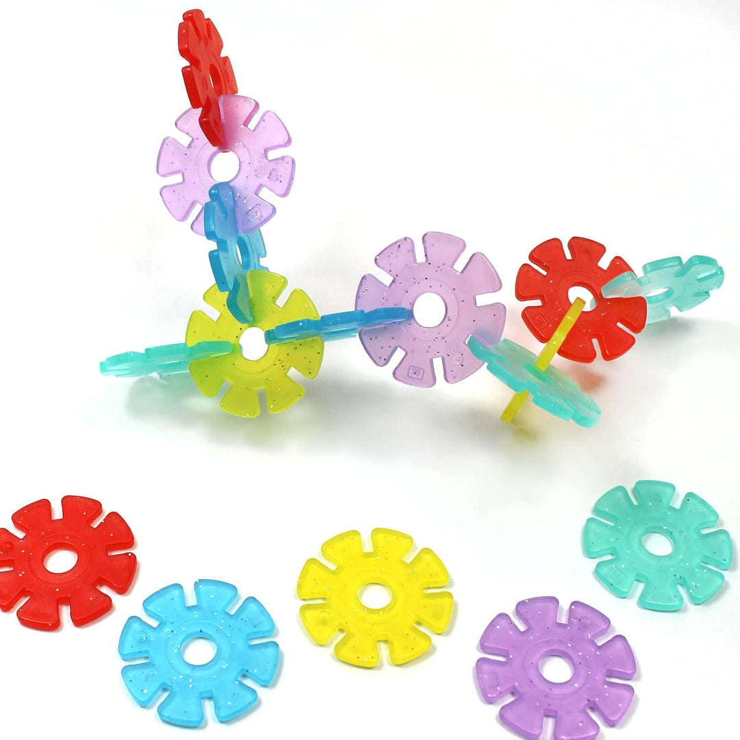 Smart-Planet 400 Glitzer Steckblumen in Dose - Schneeflocken zum Stecken 3,3 cm Kinder Montessori Sp