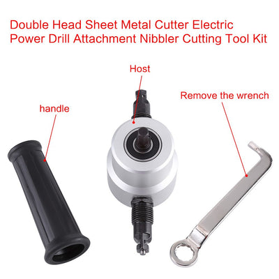 EVTSCAN Neuester Doppelkopf-Blechschneider, Nibbler-Schneidwerkzeug-Kit für elektrische Bohrmaschine