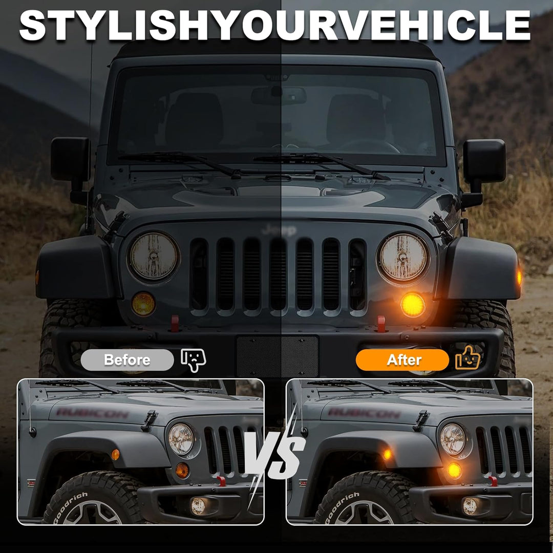 4 Stück LED Front Blinker Seitenblinker für Jeep Wrangler JK 2007-2015, Blinker mit Canbus Fehlerfre