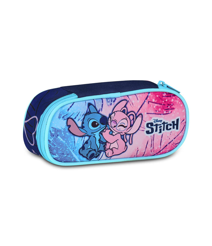 Seven Lilo & Stitch Federmäppchen Schule Round Plus, hellblau und rosa, ovales Federmäppchen mit Gum
