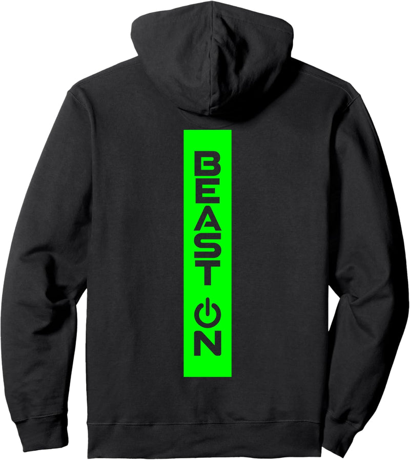 Beast ON Rücken Motiv grüne Schrift Gym Fitness Motivation Pullover Hoodie