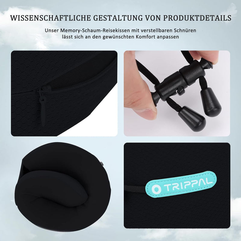 Joscoal Reisekissen Nackenkissen Reisekissen für Flugzeug Nackenhörnchen Memory Foam Travel Pillow A